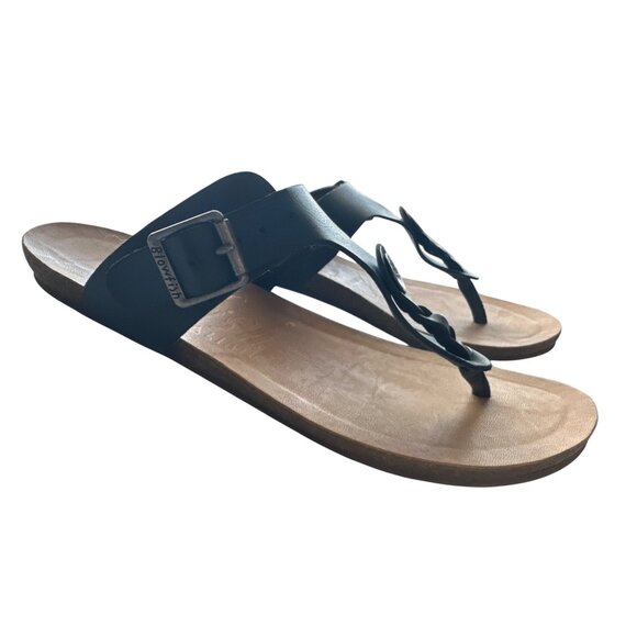 Blowfish Malibu Blue T Strap Sandal Braided Adjustable Buckle Cork Sole Size 8.5 - Picture 1 of 7